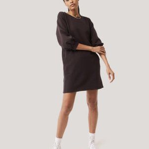 NWT Pact Organic Cotton Essential Puff Sleeve Sweater Dress, Black, Size Medium